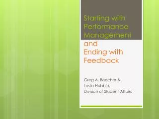Starting with Performance Management and Ending with Feedback