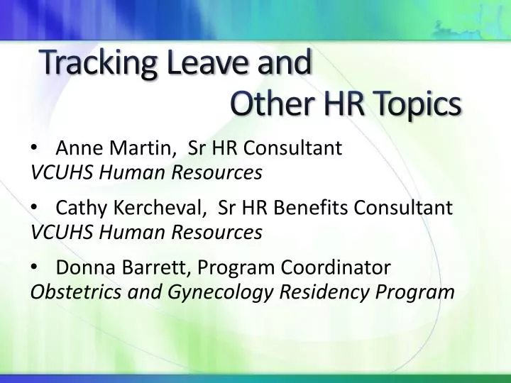 tracking leave and other hr topics