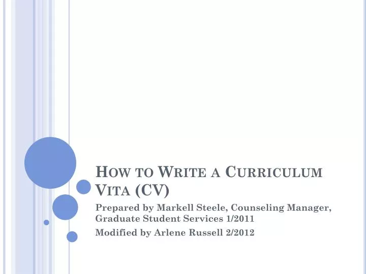 how to write a curriculum vita cv