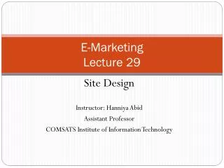 E-Marketing Lecture 29