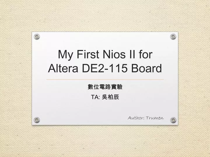 my first nios ii for altera de2 115 board