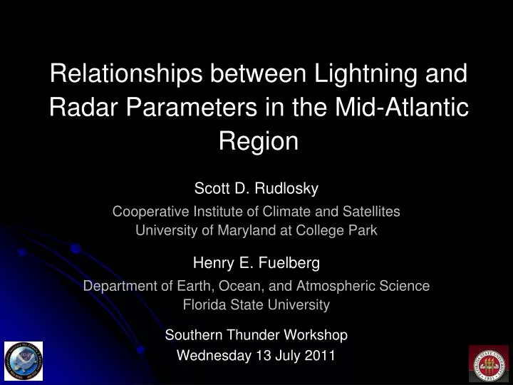 relationships between lightning and radar parameters in the mid atlantic region