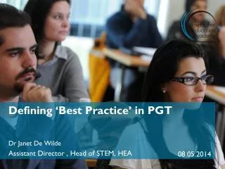 Defining ‘Best Practice’ in PGT