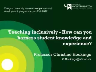 Teaching inclusively - How can you harness student knowledge and experience?