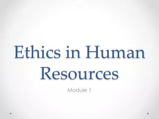 Ethics in Human Resources