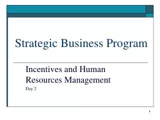 Strategic Business Program