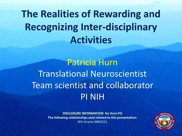the realities of rewarding and recognizing inter disciplinary activities