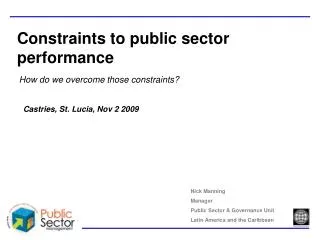 Constraints to public sector performance
