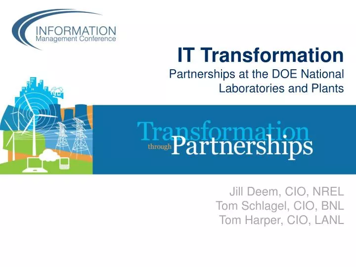 it transformation partnerships at the doe national laboratories and plants