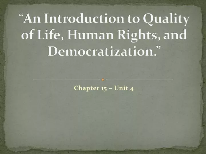 an introduction to quality of life human rights and democratization