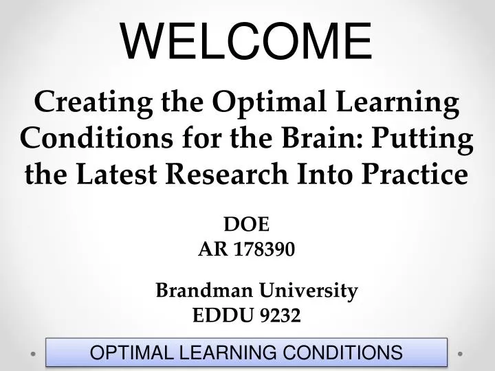 optimal learning conditions