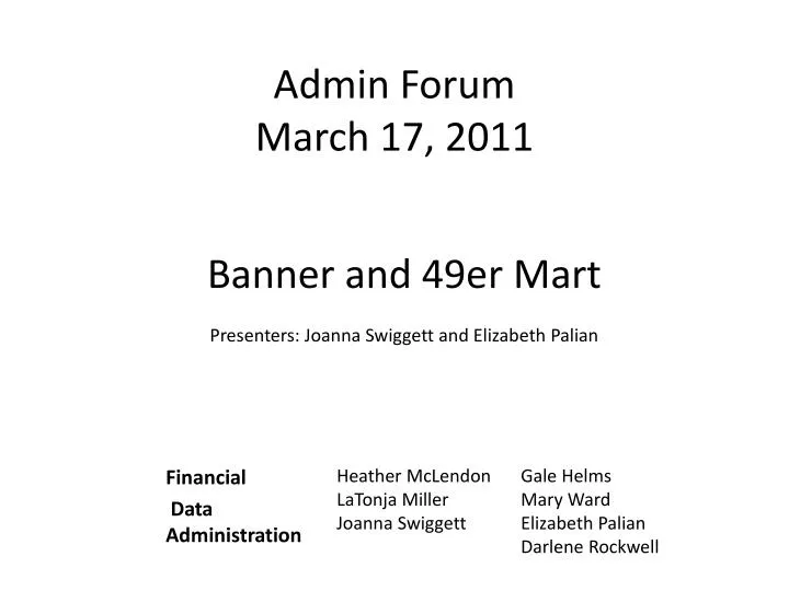 admin forum march 17 2011