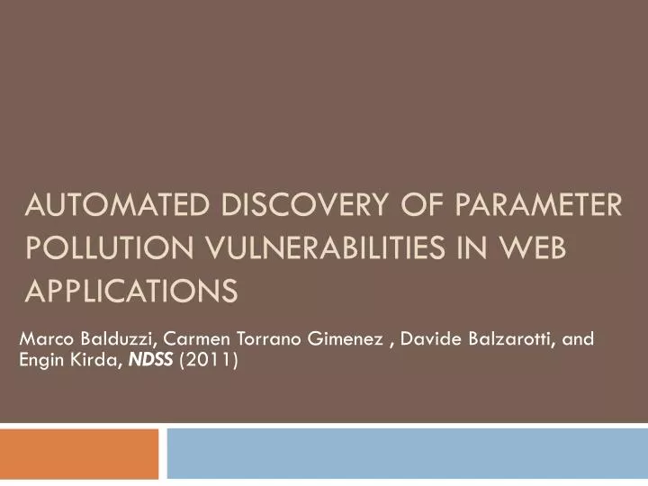 automated discovery of parameter pollution vulnerabilities in web applications