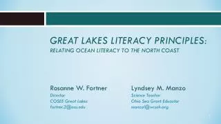 Great Lakes Literacy Principles: Relating Ocean Literacy to the North Coast