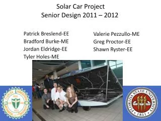 Solar Car Project Senior Design 2011 – 2012