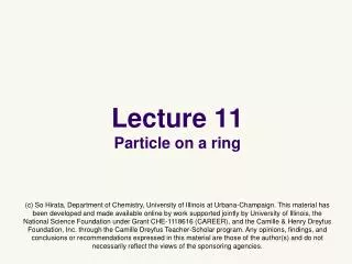 Lecture 11 Particle on a ring