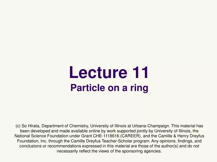 lecture 11 particle on a ring