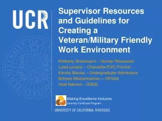 Supervisor Resources and Guidelines for Creating a Veteran/Military Friendly Work Environment