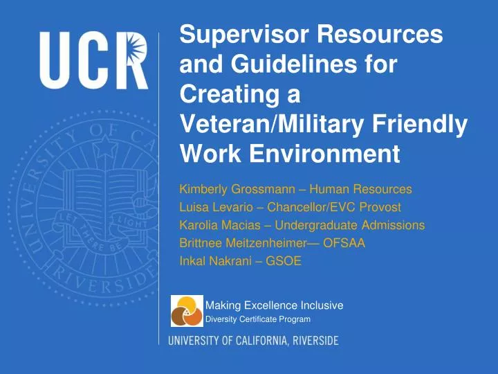 supervisor resources and guidelines for creating a veteran military friendly work environment