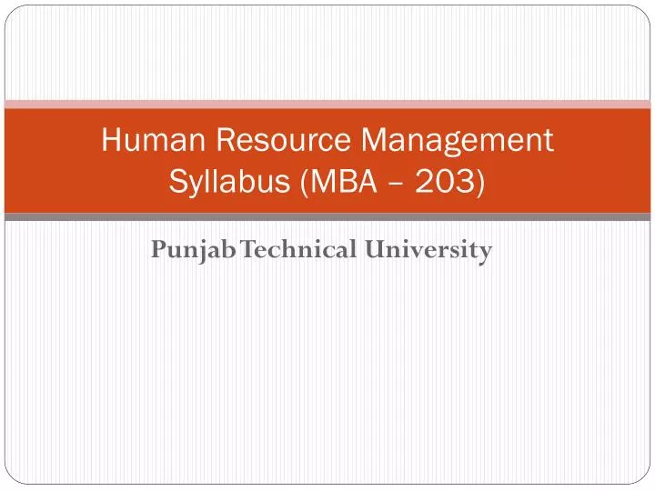 human resource management syllabus mba 203