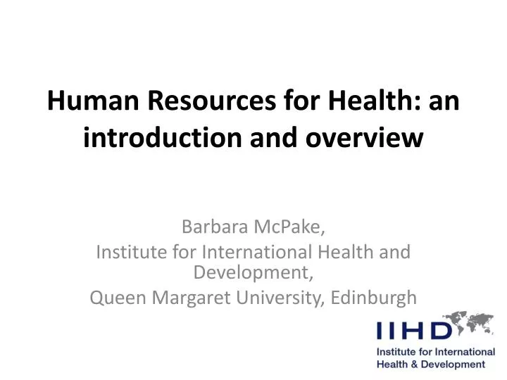 human resources for health an introduction and overview