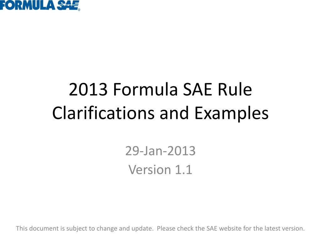 PPT - 2013 Formula SAE Rule Clarifications and Examples PowerPoint ...