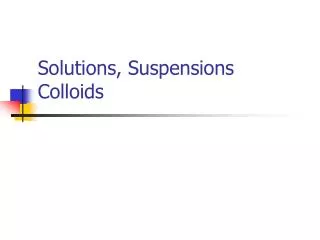 Solutions, Suspensions Colloids