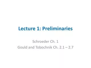 Lecture 1: Preliminaries