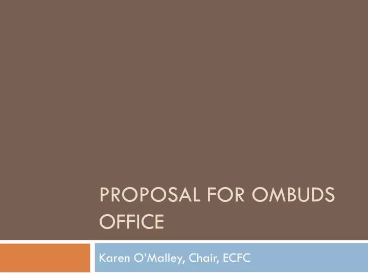 proposal for ombuds office