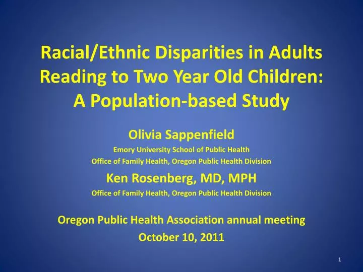 racial ethnic disparities in adults reading to two year old children a population based study