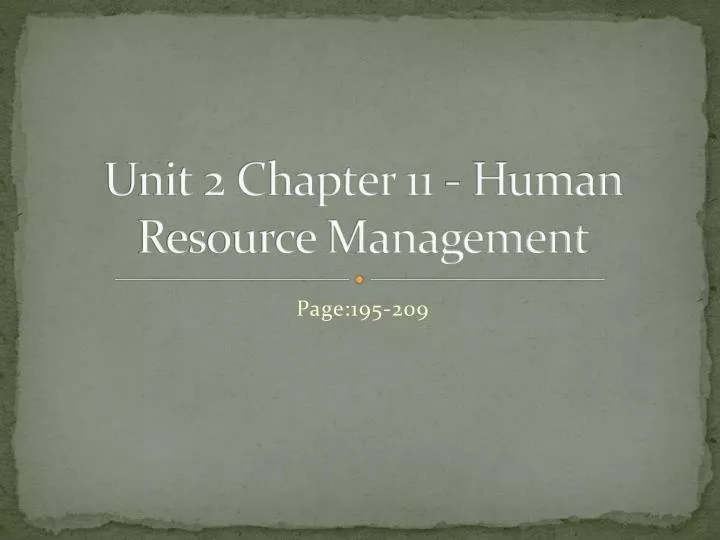 unit 2 chapter 11 human resource management