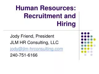 Human Resources: Recruitment and Hiring