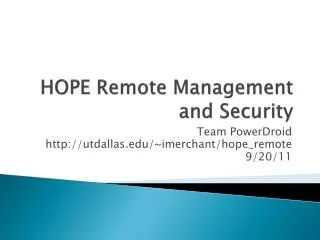 HOPE Remote Management and Security