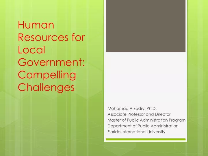 human resources for local government compelling challenges