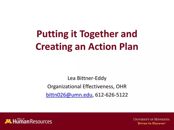 putting it together and creating an action plan