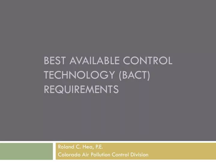 best available control technology bact requirements