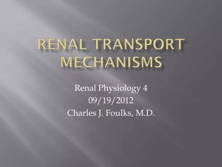 renal transport mechanisms