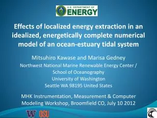 Effects of localized energy extraction in an idealized, energetically complete numerical model of an ocean-estuary tidal