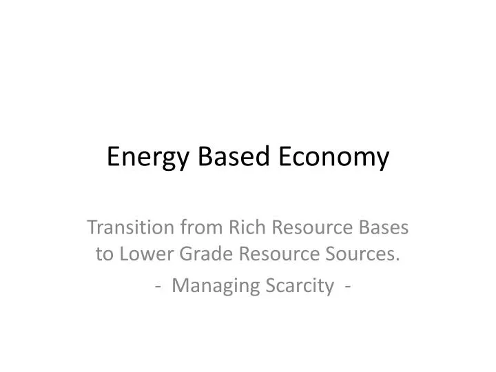 energy based economy