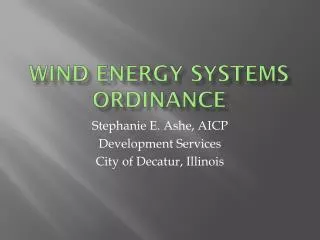 Wind Energy Systems Ordinance
