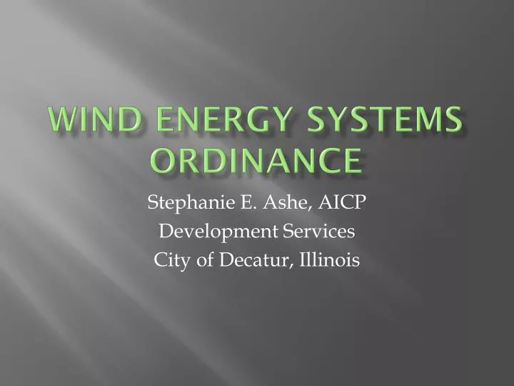 wind energy systems ordinance