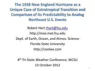 The 1938 New England Hurricane as a Unique Case of Extratropical Transition and Comparison of its Predictability to An