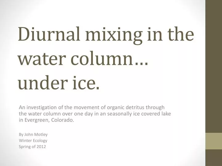 diurnal mixing in the water column under ice