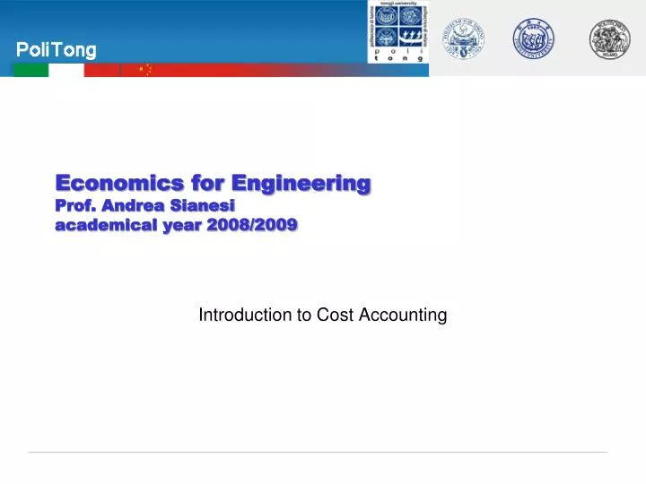 economics for engineering prof andrea sianesi academical year 2008 2009