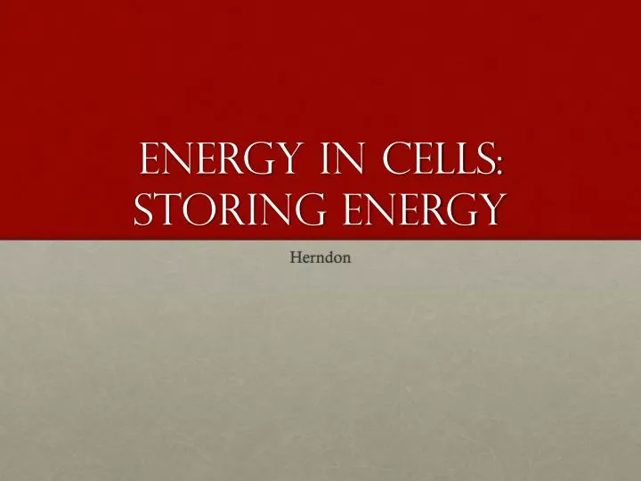 energy in cells storing energy