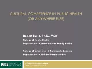 Cultural Competence in Public Health (or anywhere else)