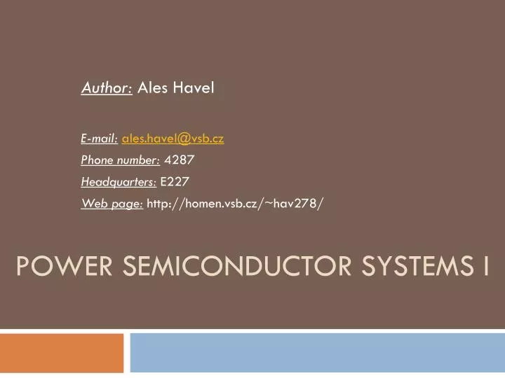 power semiconductor systems i