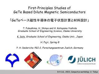 First-Principles Studies of GeTe Based Dilute Magnetic Semiconductors ? GeTe ?????????????????????
