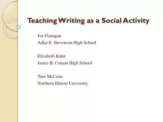 Teaching Writing as a Social Activity