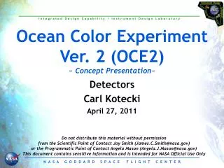 Ocean Color Experiment Ver. 2 (OCE2) ~ Concept Presentation ~
